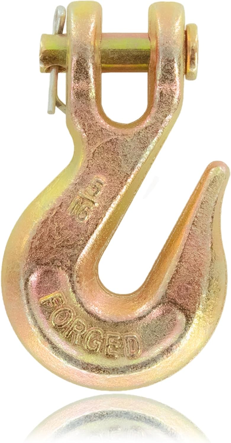 V-chen 5/16 Inch Chain Hook Clevis Grab Hook, Grade 70 Forged Steel Alloy Clevis Hooks, Heavy Duty Chain Hook for Trailer Truck Transport - 5400 LBS Capacity (1 Pack) - Image 1